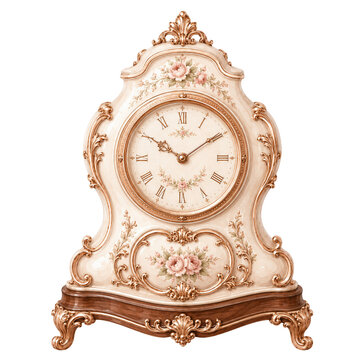 Vintage home decor clock with floral design and ornate details  