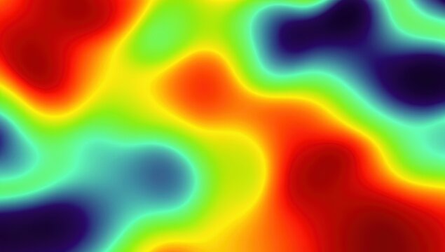 Heatmap background, organic thermal fields. Vibrant gradient temperature map, warm and cold zones. Abstract thermographic texture, rainbow infrared spectrum.