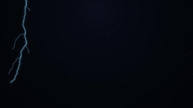 Lightning bolts striking against a dark night sky filled with twinkling stars