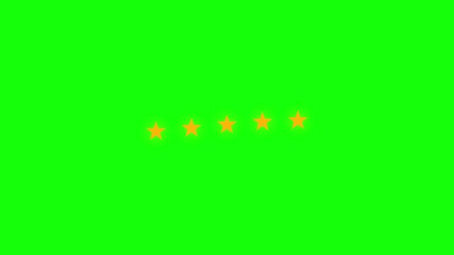 Five yellow rating stars on a green screen background