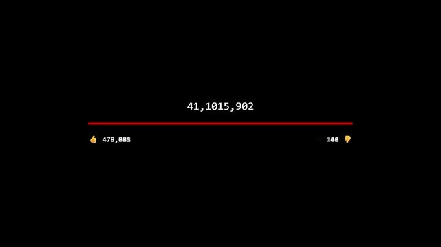 Progress loading bar animation counting up numbers with red and grey progress indicator on black background