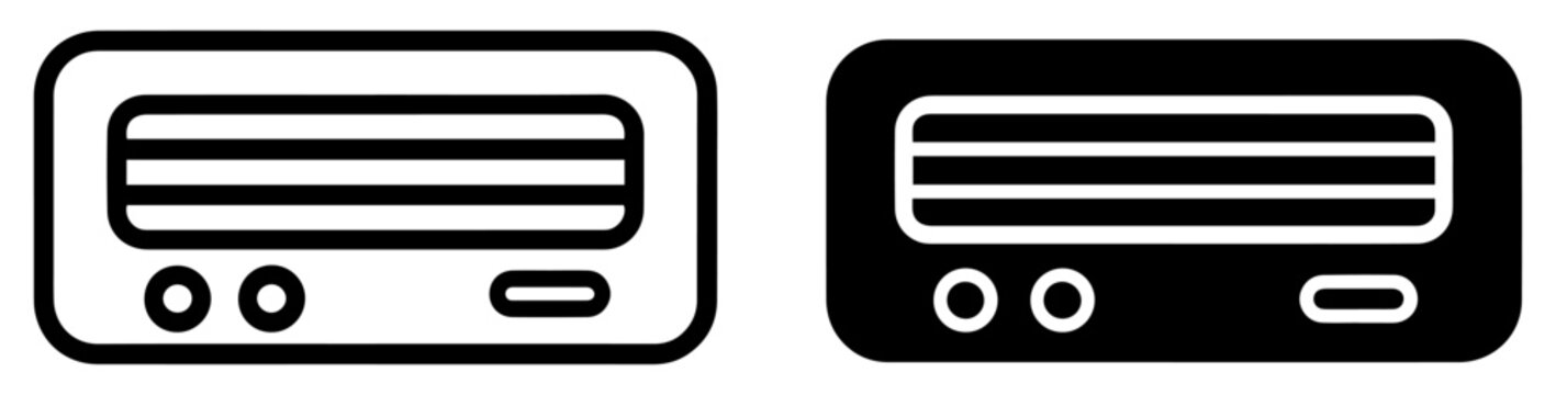 air conditioner outline solid icon set