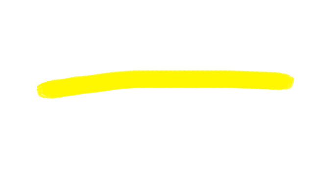 Vibrant yellow highlighter stroke, neon marker line on white background, bright felt tip pen mark for emphasis and correction