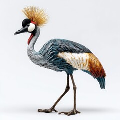 Fototapeta premium Stunning Grey Crowned Crane Standing Isolated Against A Clean Neutral Studio Background Light Setting