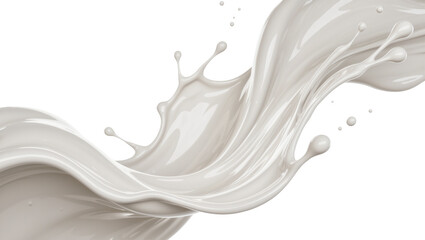 Fototapeta premium Dynamic white milk splash with droplets, isolated on transparent background