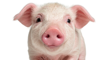Adorable pink piglet with wet nose, isolated on transparent background © STUDIOP