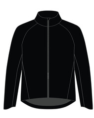 Black zip up activewear jacket vector flat sketch template for fashion design and tech pack mockup © Khademul