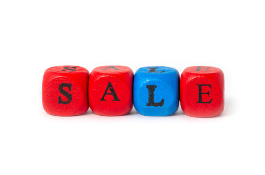Sale. Alphabet blocks isolated on white background.