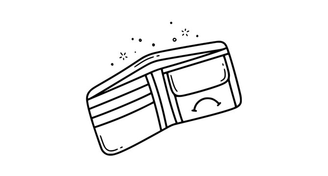 Empty wallet with no money hand drawn doodle outline vector icon