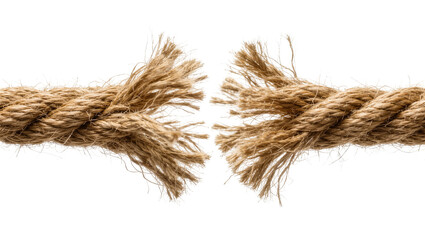 Thick natural fiber rope frayed and breaking apart, isolated on transparent background © STUDIOP