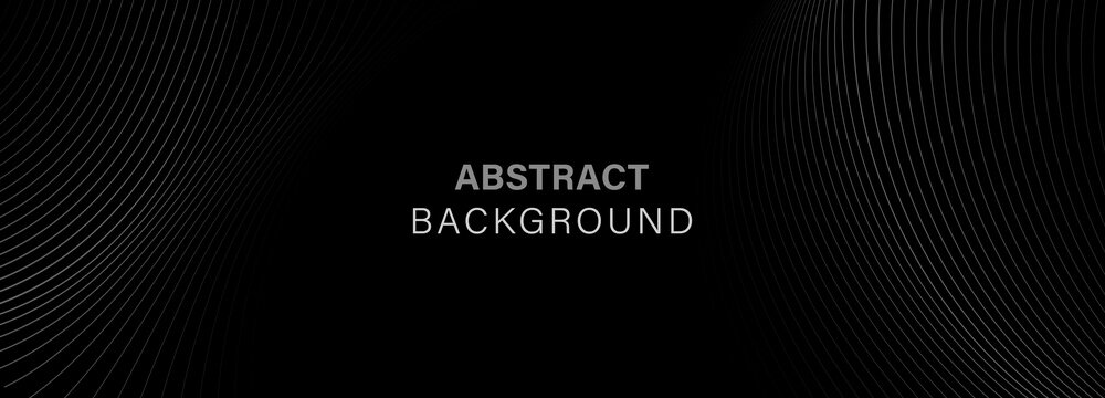 Abstract Monochromatic Black Line Art Background - Minimalist Subtle Curved Wave Lines Texture, Modern High Tech Charcoal Carbon Wave Backdrop for Web Banner, Presentation, and Cover Design