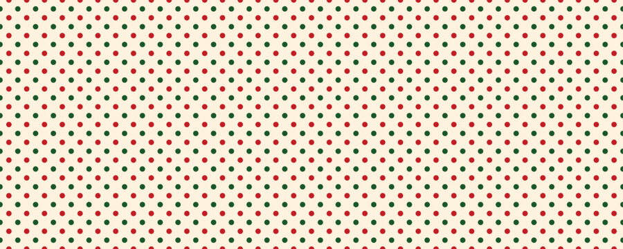Seamless Red and Green Mini Polka Dot Vector Pattern Background, Vintage Geometric Christmas Dot Texture for Fabric, Wrapping Paper, Wallpaper, and Textile Design