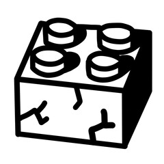 Obraz premium Box with four lego-style brick pieces peeking out, bold black line art illustration