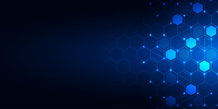 Abstract technology background and design element with hexagons pattern and geometric shapes
