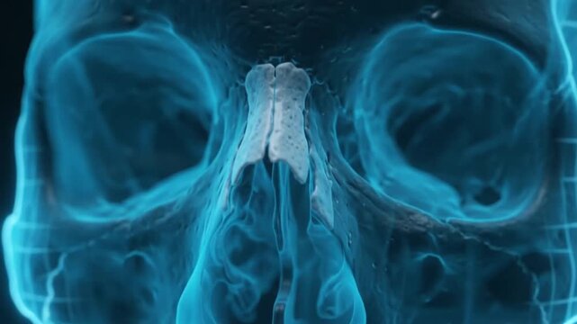 Transparent Blue Human Skull X ray Animation Medical Healthcare Science Concept