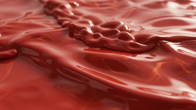 Viscous Liquid Chocolate Swirls and Ripples Abstract Macro Food Background
