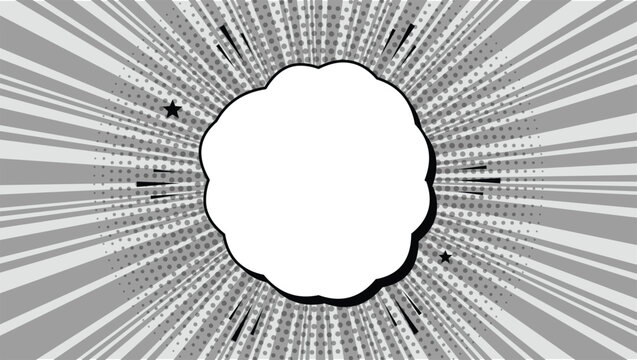 Comic Style Pop Art Burst Background With Empty White Speech Bubble Vector Illustration