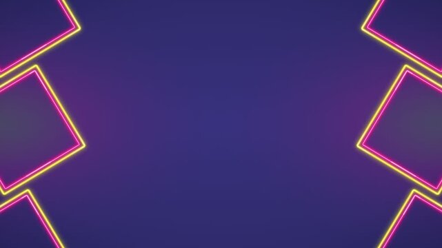 Abstract geometric shapes with neon outlines on a dark purple background, digital art