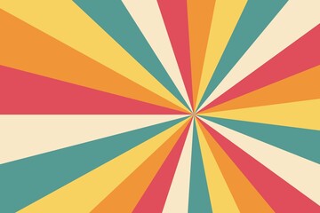 Obraz premium Groovy retro retro sunburst background, hot retro 70s psychedelic wavy abstract wallpaper with copy space