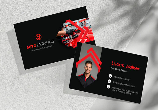Modern Red and Black Business Card Template with Creative Corporate Design