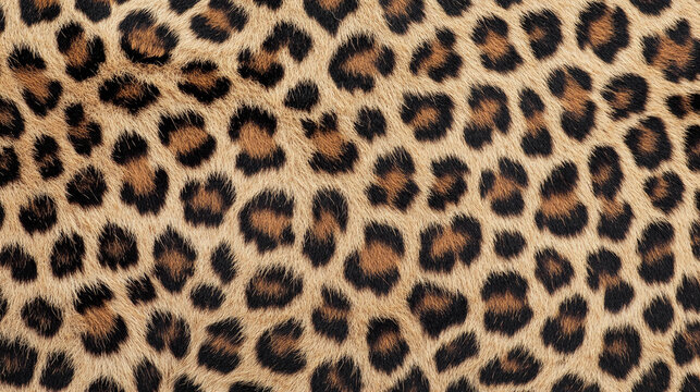 Detailed Leopard Fur Texture with Natural Black and Golden Brown Rosette Pattern