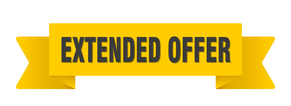extended offer yellow ribbon isolated on transparent background. extended offer ribbon