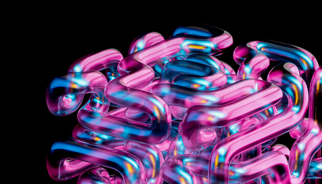 3D Blue Abstract Typography Digital Technology Backdrop Cyan Glow