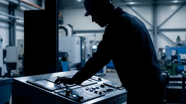 Industrial Engineer Operating Advanced Automation Control System for Cobotics in a Modern Factory