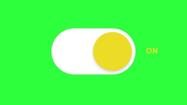 On Off Toggle Switch Button Animation UI Element with Chroma Key Green Screen Background