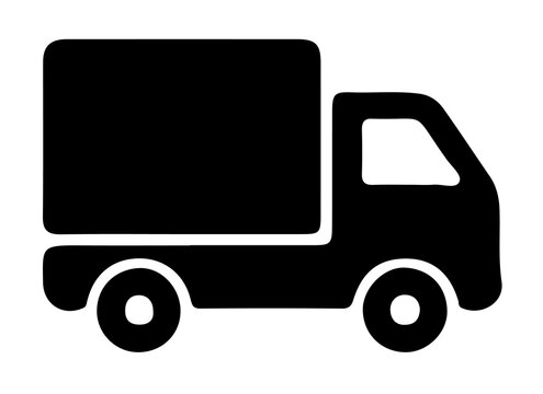 Commercial delivery truck icon side view cargo van vector silhouette