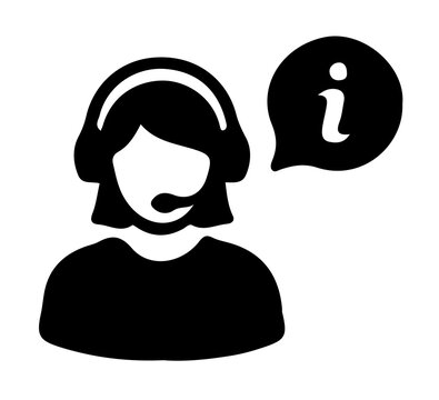 Customer support agent icon with headset and information speech bubble vector