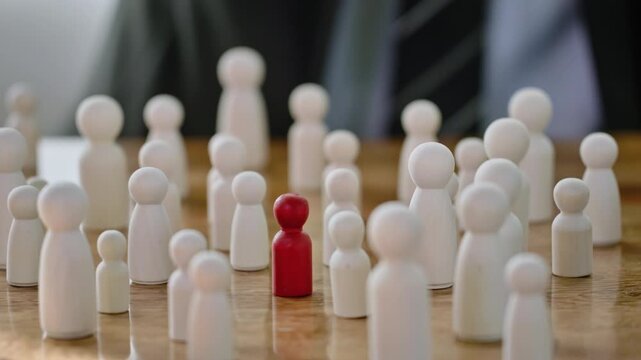 Wooden peg figures representing diversity and organization in human resources