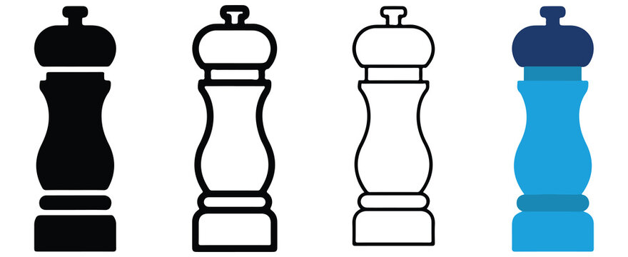 pepper grinder icons in different colors for graphic design and digital illustration projects