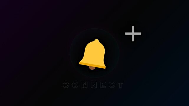 Yellow notification bell animation icon for social media