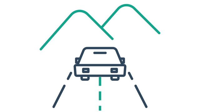 Road trip icon animation. Animation related to tour and holiday. Suitable for user interface, provide visual feedback and more. Alpha channel, transparent background