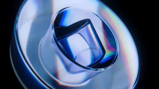 Glass Crystal Transparent Ring Torus Rotating Abstract Seamless Loop 3D Animation