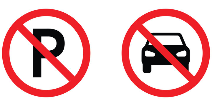 No parking vector symbols for traffic restrictions, road regulations, vehicle safety, and transportation
