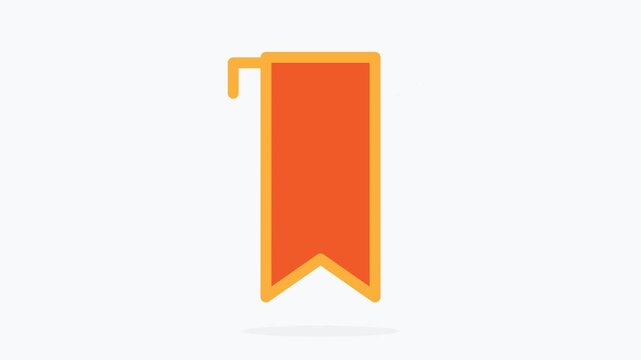 Flat orange bookmark ribbon icon isolated on white background for web app interface and graphic design projects