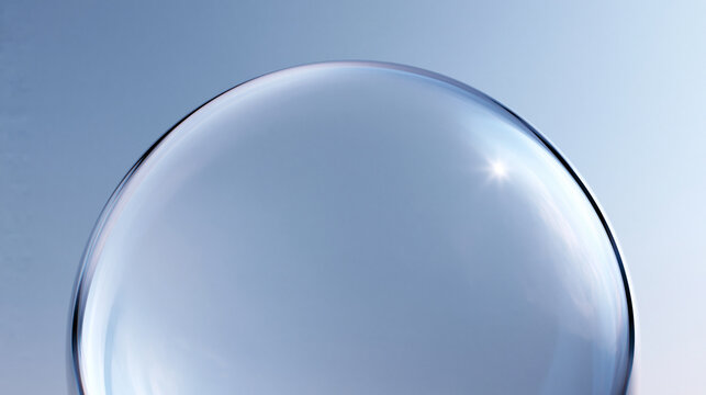Transparent Glass Sphere Reflecting Sunlight Against Blue Sky