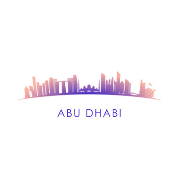 Abu Dhabi skyline silhouette. Vector design colorful illustration