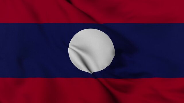 4K animation of the Laotian national flag waving in the wind