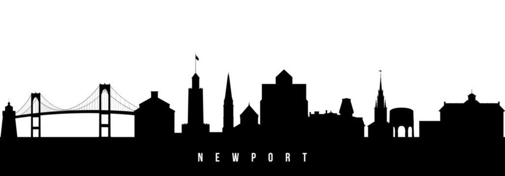 Vector silhouette illustration of Newport urban skyline. Modern minimalist cityscape graphic, perfect for travel, banners or backgrounds