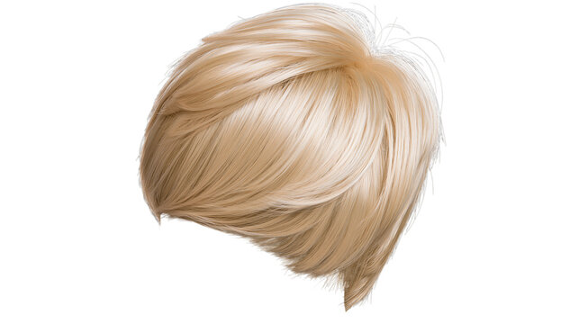 A blonde hairpiece on transparent background for fashion and beauty use