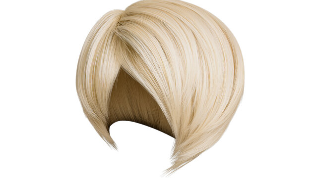 A blonde hair extension on transparent background