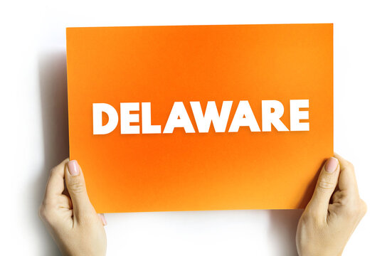 Delaware is a state located on the east coast of the United States, text concept on card