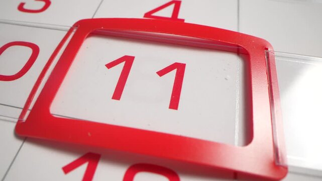 January to December calendar. An animated monthly calendar with page turns in trendy Cloud color. Close-up of flipped calendar page against green screen. Time concept.4k video graphic motion