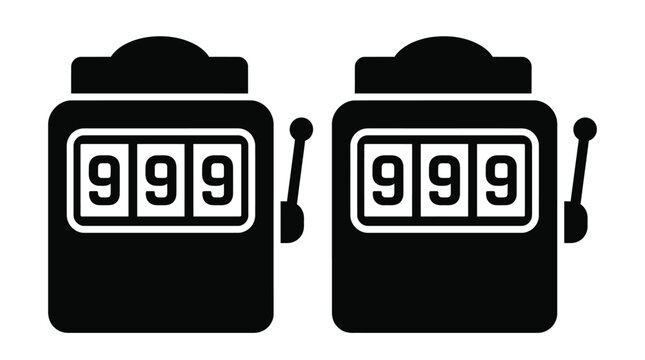 Two vintage number displays with identical readings black silhouette on transparent background