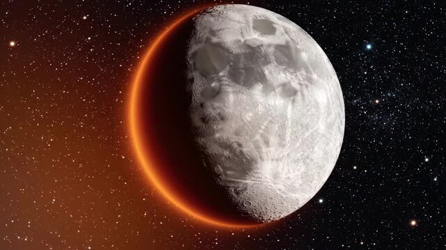 Moon phases with lunar eclipse highlights above a starry background