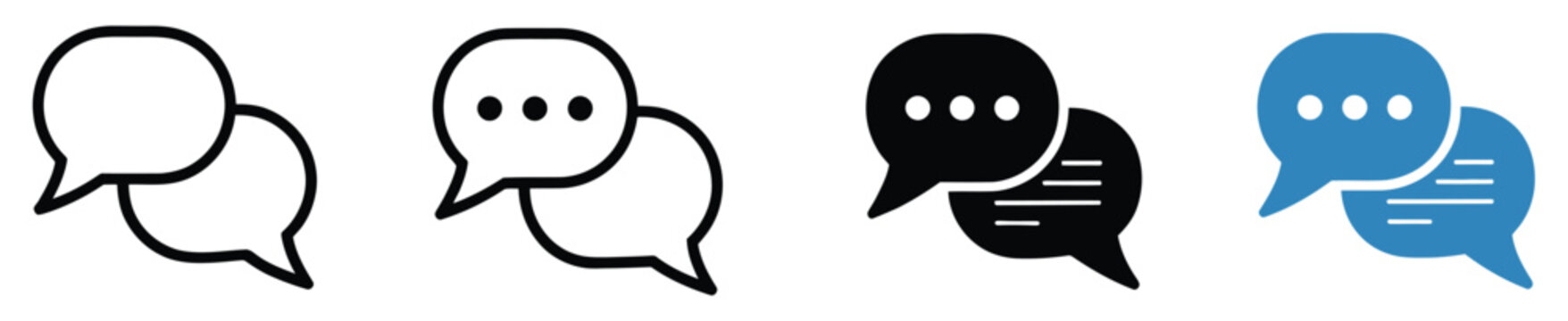 Conversation bubbles vector symbols for messaging, discussion, replies, online chats, and customer support