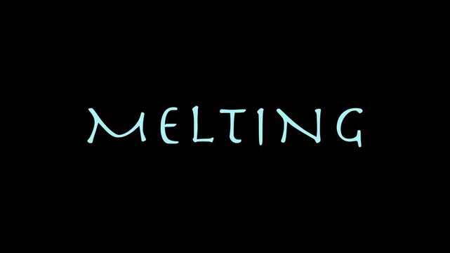 Melting Light Blue Text Animation with Dripping Liquid Effect on Black Background